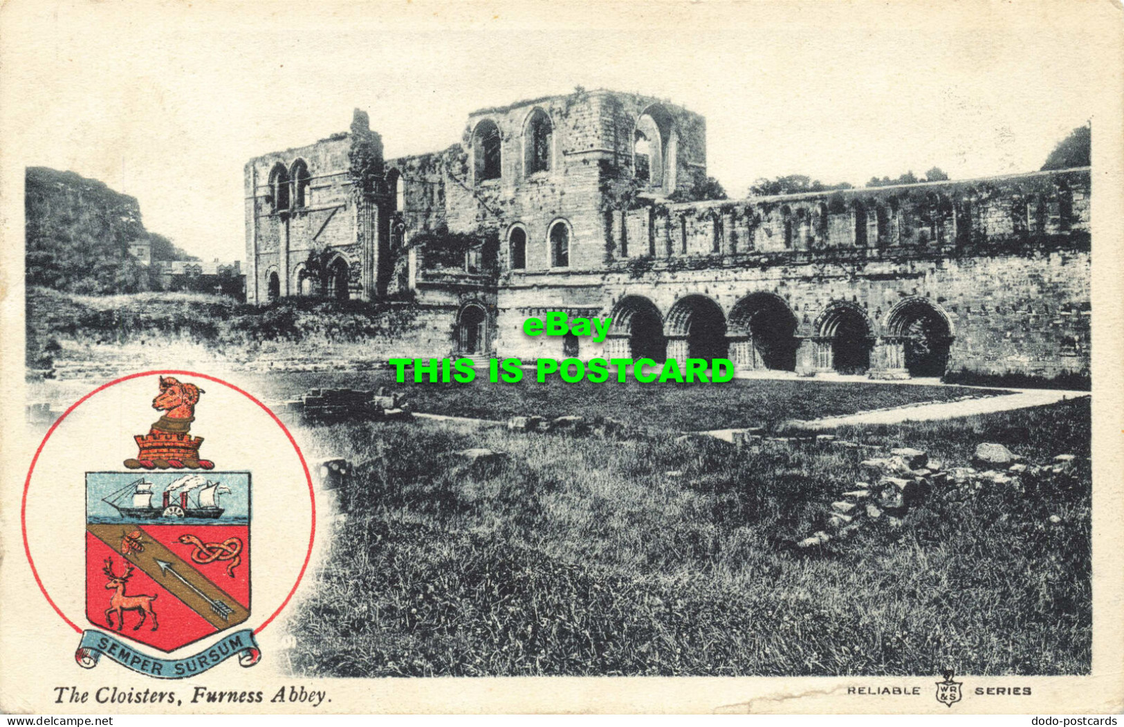 R566169 Cloisters. Furness Abbey. Reliable Series. W. R. And S. Semper Sursum. 1 - Mondo