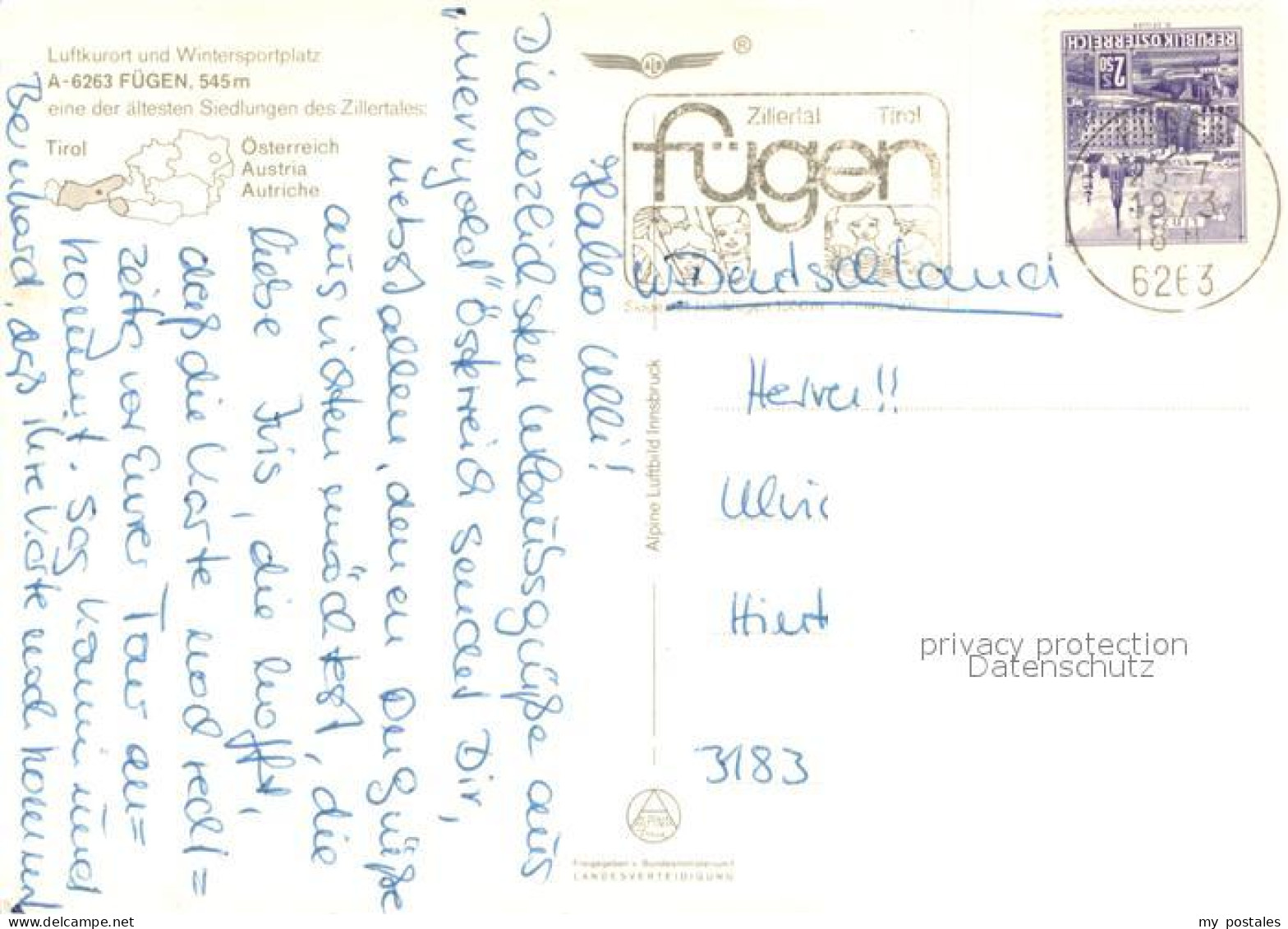 73661576 Fuegen Fliegeraufnahme Mit Sonnwendgebirge Fuegen - Altri & Non Classificati