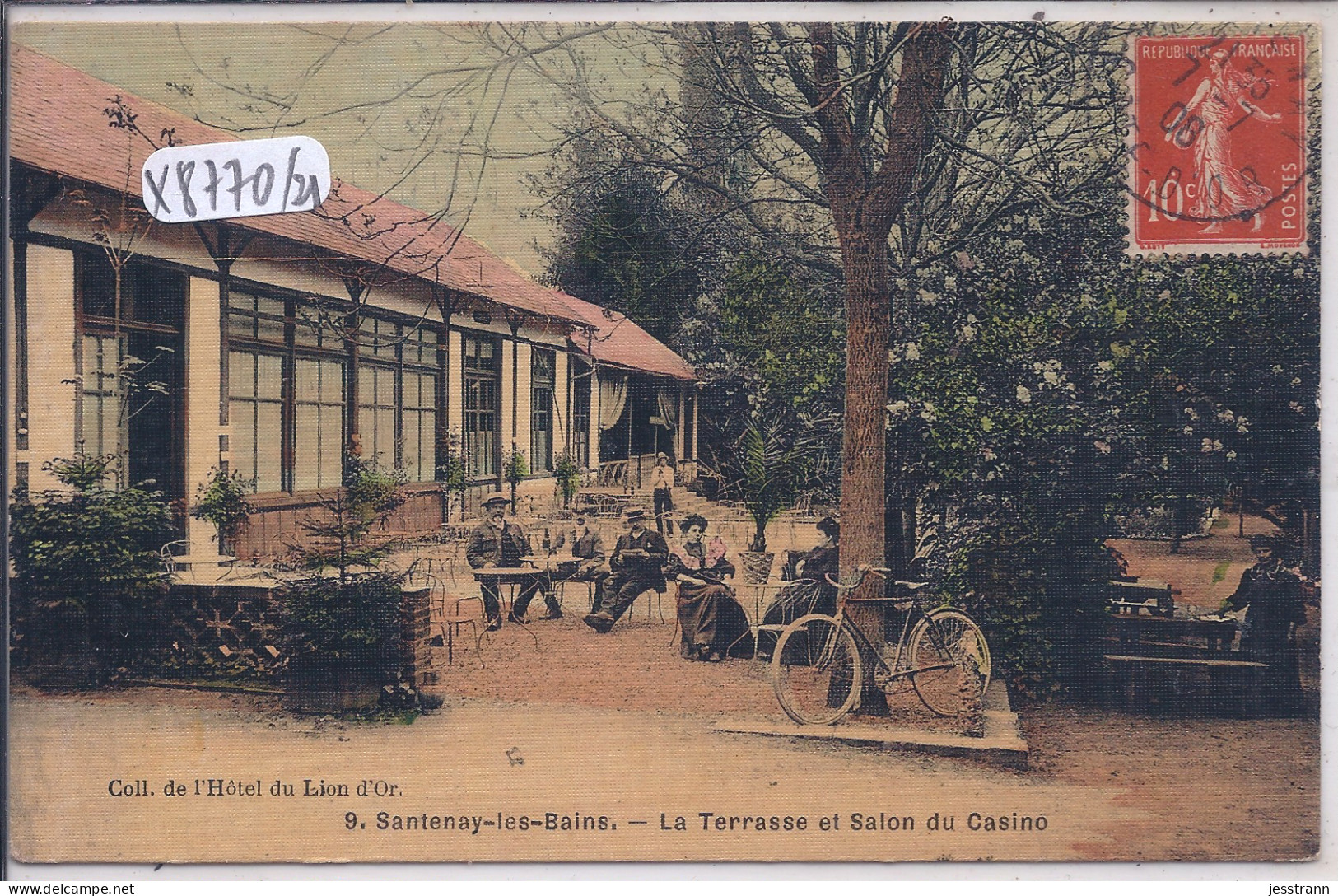 SANTENAY-LES-BAINS- LA TERRASSE ET SALON DU CASINO- CARTE TOILEE ET COLORISEE- TOP - Sonstige & Ohne Zuordnung