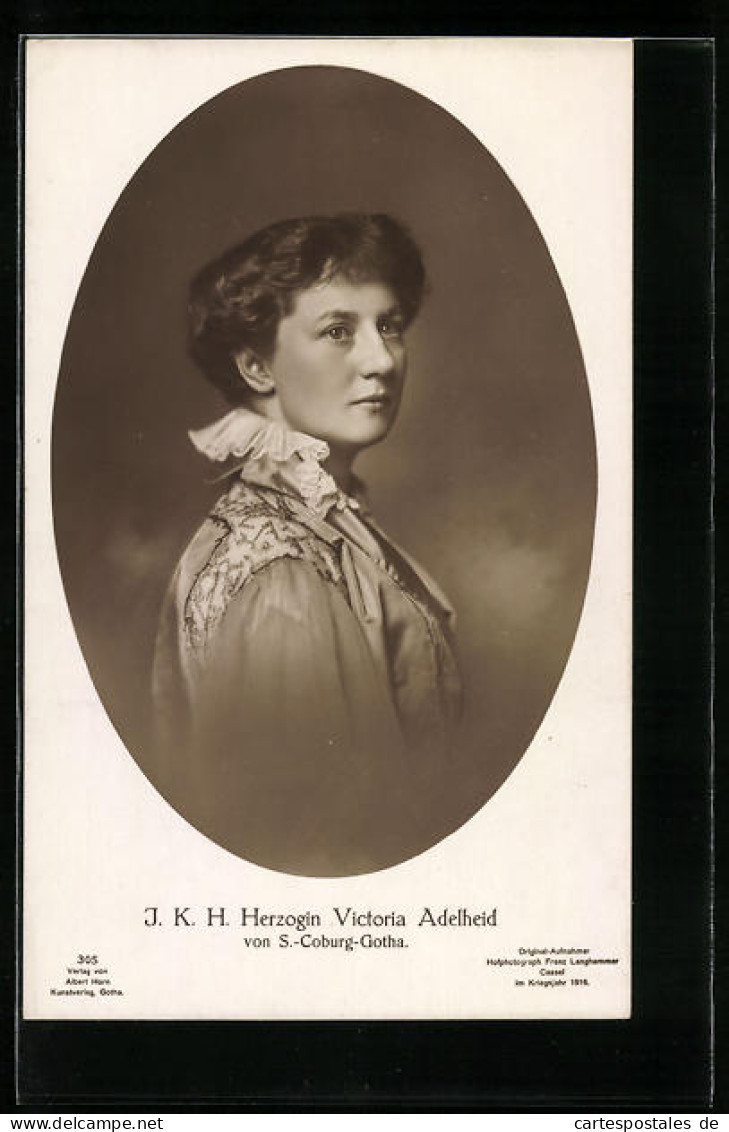 AK Porträt Von J. K. H. Herzogin Victoria Adelheid Von Sachsen-Coburg-Gotha  - Königshäuser