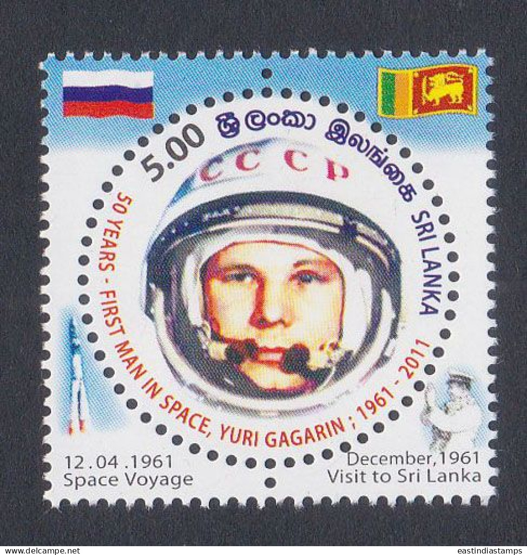 Sri Lanka Ceylon 2011 MNH Yuri Gagarin, Astronaut, Space, First Man In Space, Soviet Union - Sri Lanka (Ceylan) (1948-...)