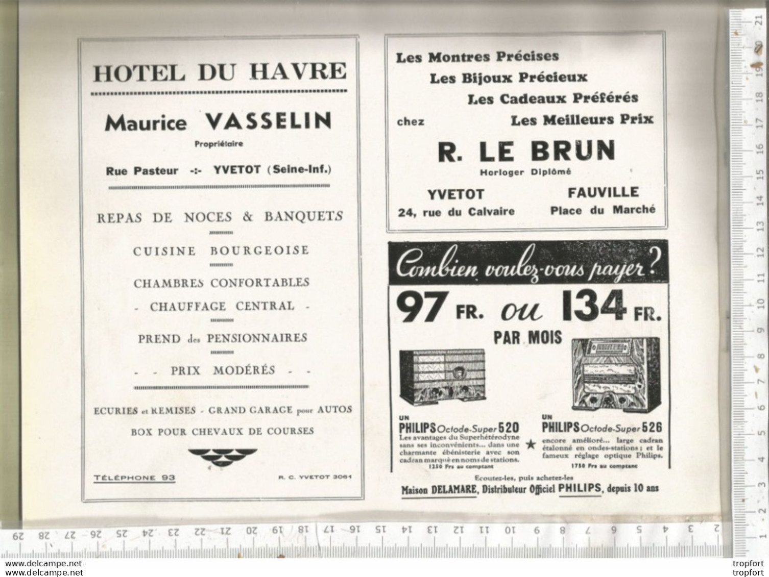 RARE Programme PETITS CHANTEURS DE VIENNE 1936  COMMUNE D 'YVETOT // Gala Musique - Programmes