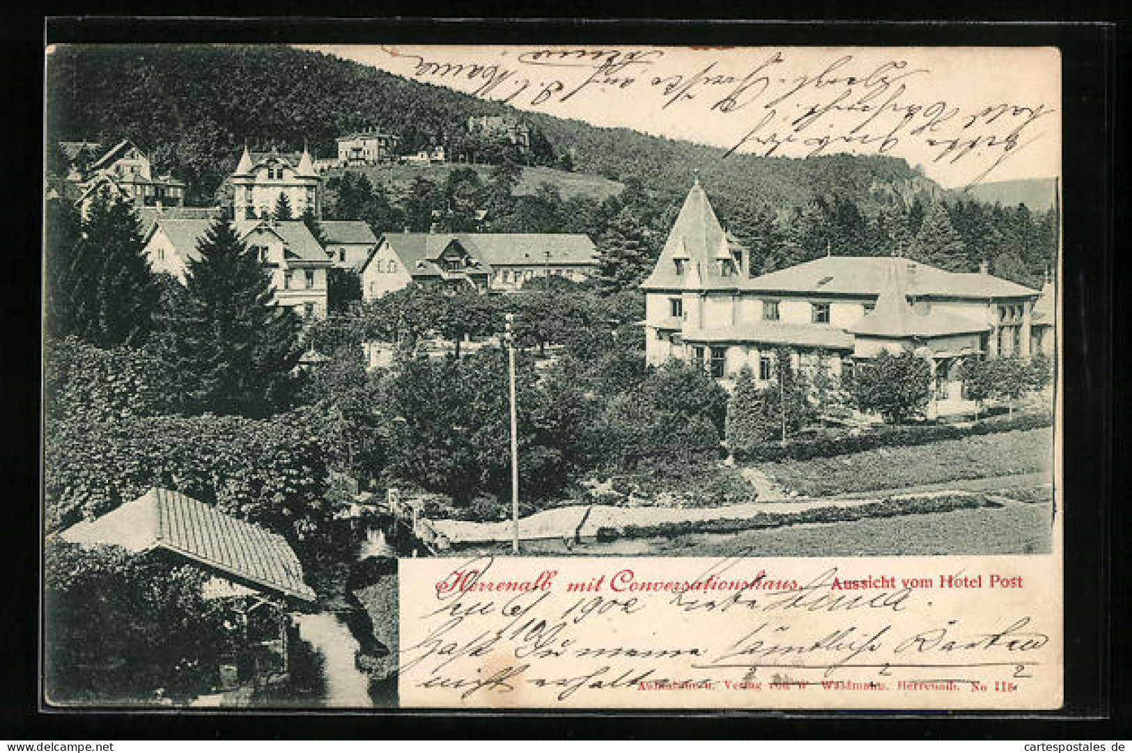 AK Herrenalb, Aussicht Vom Hotel Post Auf Das Conservationshaus  - Bad Herrenalb