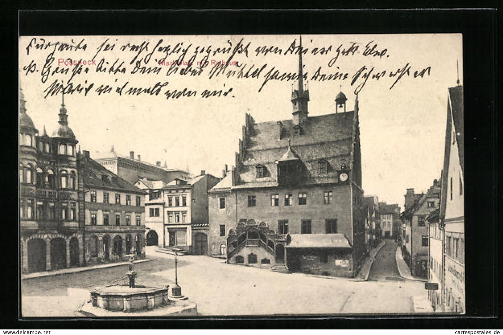 AK Pössneck, Marktplatz Mit Brunnen Und Rathaus  - Poessneck