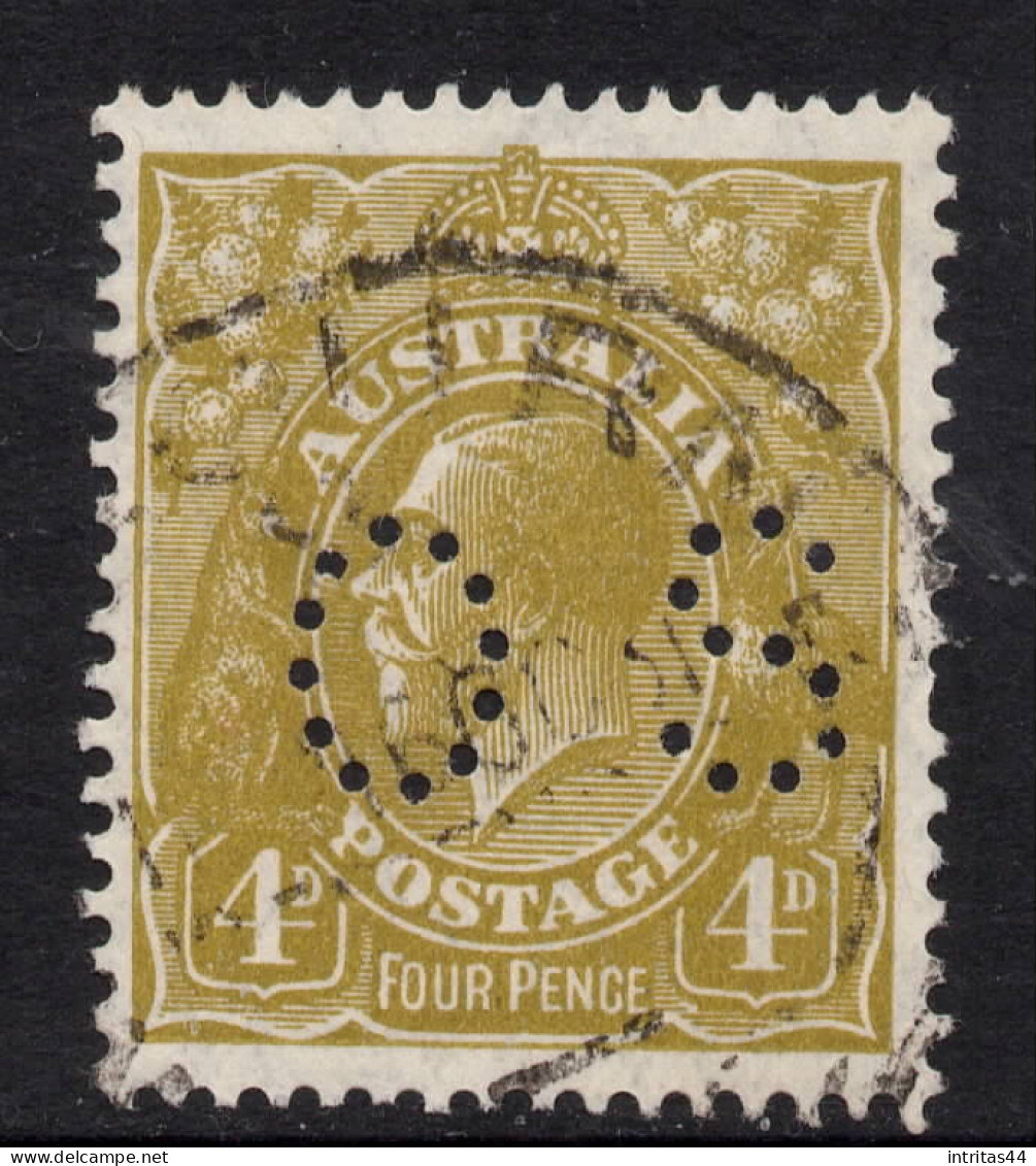 AUSTRALIA 1926 - 30 YELLOW - OLIVE KGV STAMP "OS" VFU  SMW PERF.13.1/2 X 12.1/2 SG.O108 - Used Stamps