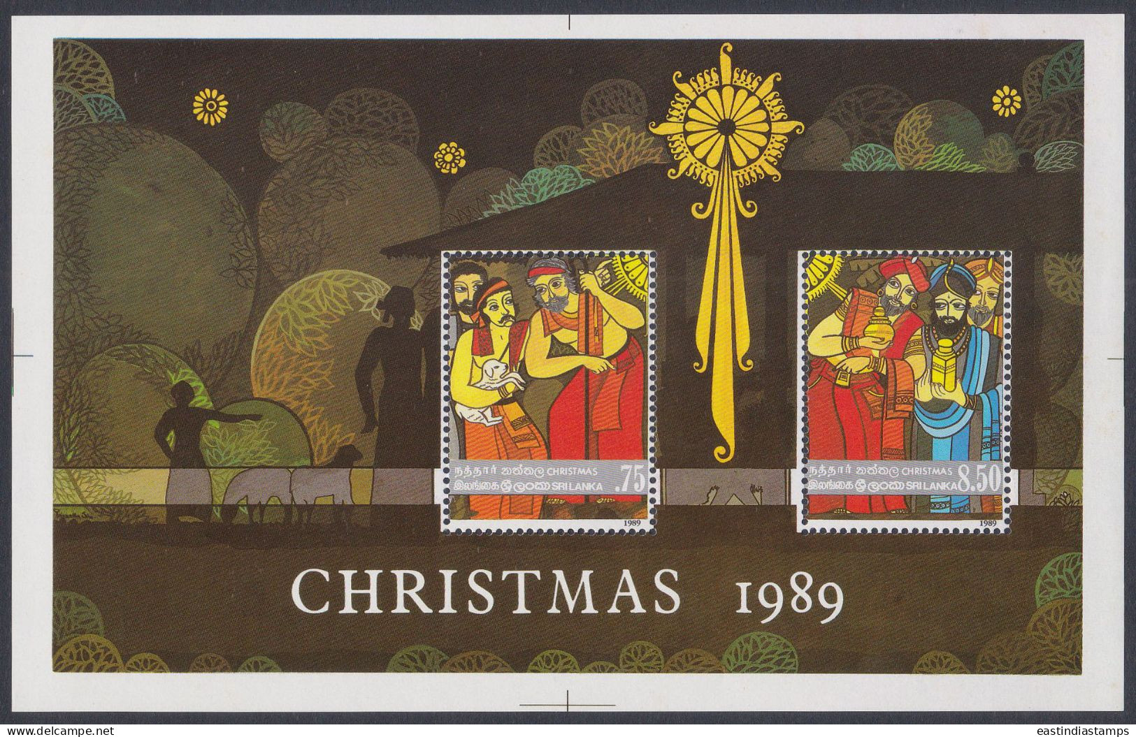Sri Lanka Ceylon 1989 MNH MS Christmas, Christianity, Christian, Religion, Festival, Miniature Sheet - Sri Lanka (Ceylon) (1948-...)