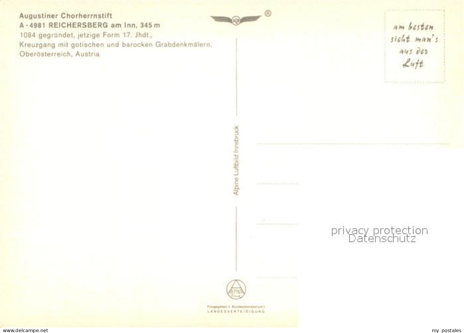 73661267 Reichersberg Inn Augustiner Chorherrenstift Fliegeraufnahme Reichersber - Other & Unclassified