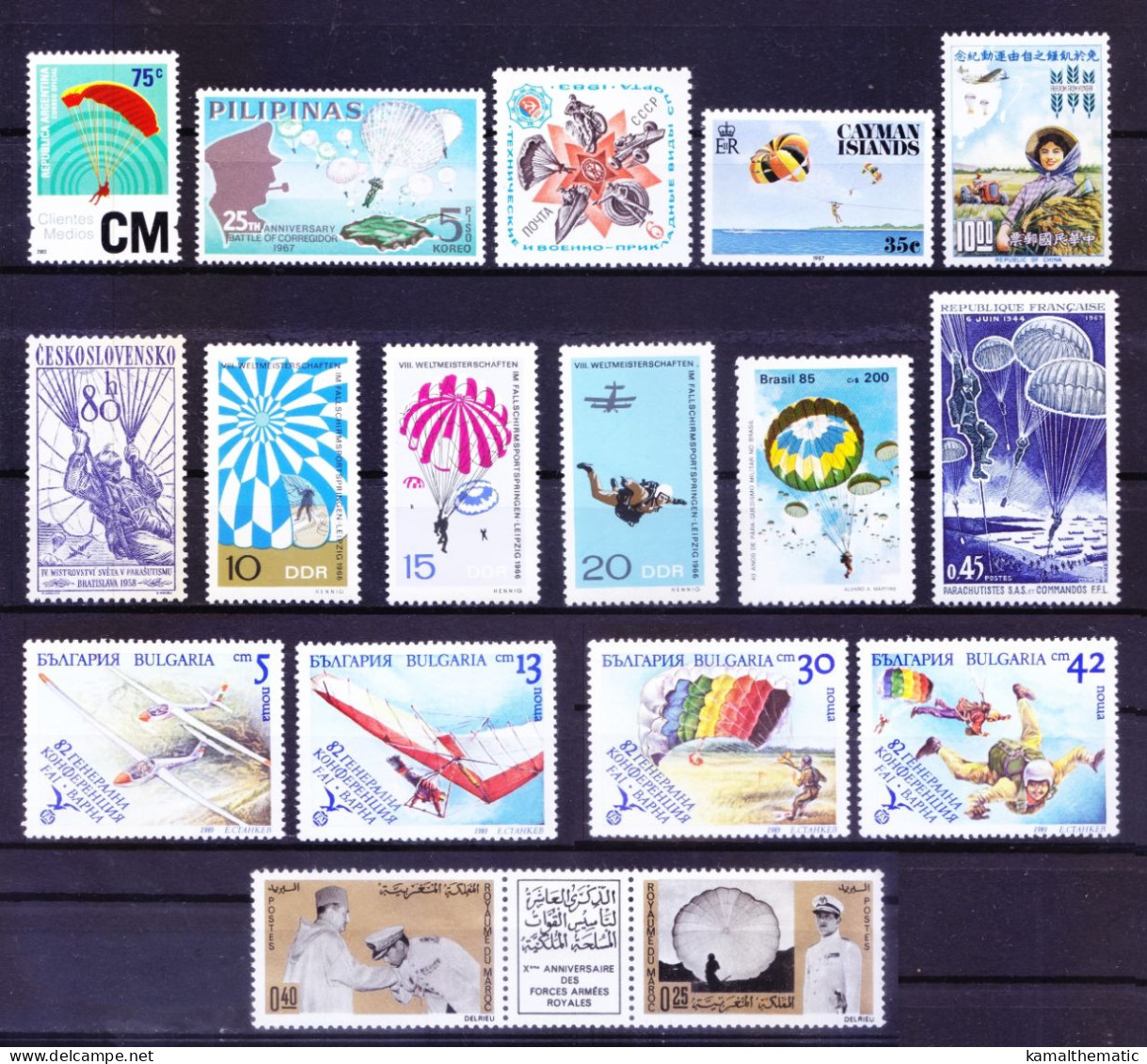 Parachute, Parachuting, Skydiving, Sports, War, 17 All Different MNH Stamps Collection - Parachutting