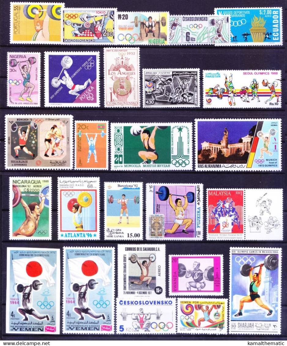 Weightlifting 26 All Different MNH, Sports, Olympic Stamp - Halterofilia