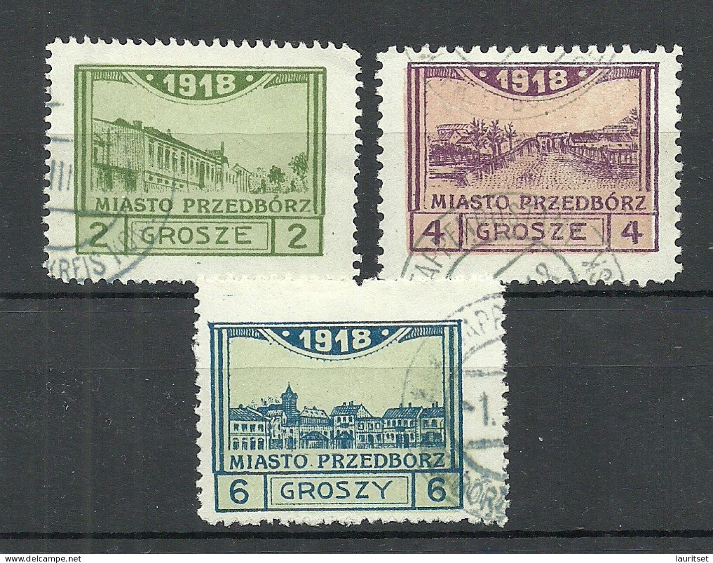 Poland Polen 1918 Przedborz Local Post Michel 3 - 5 O - Used Stamps