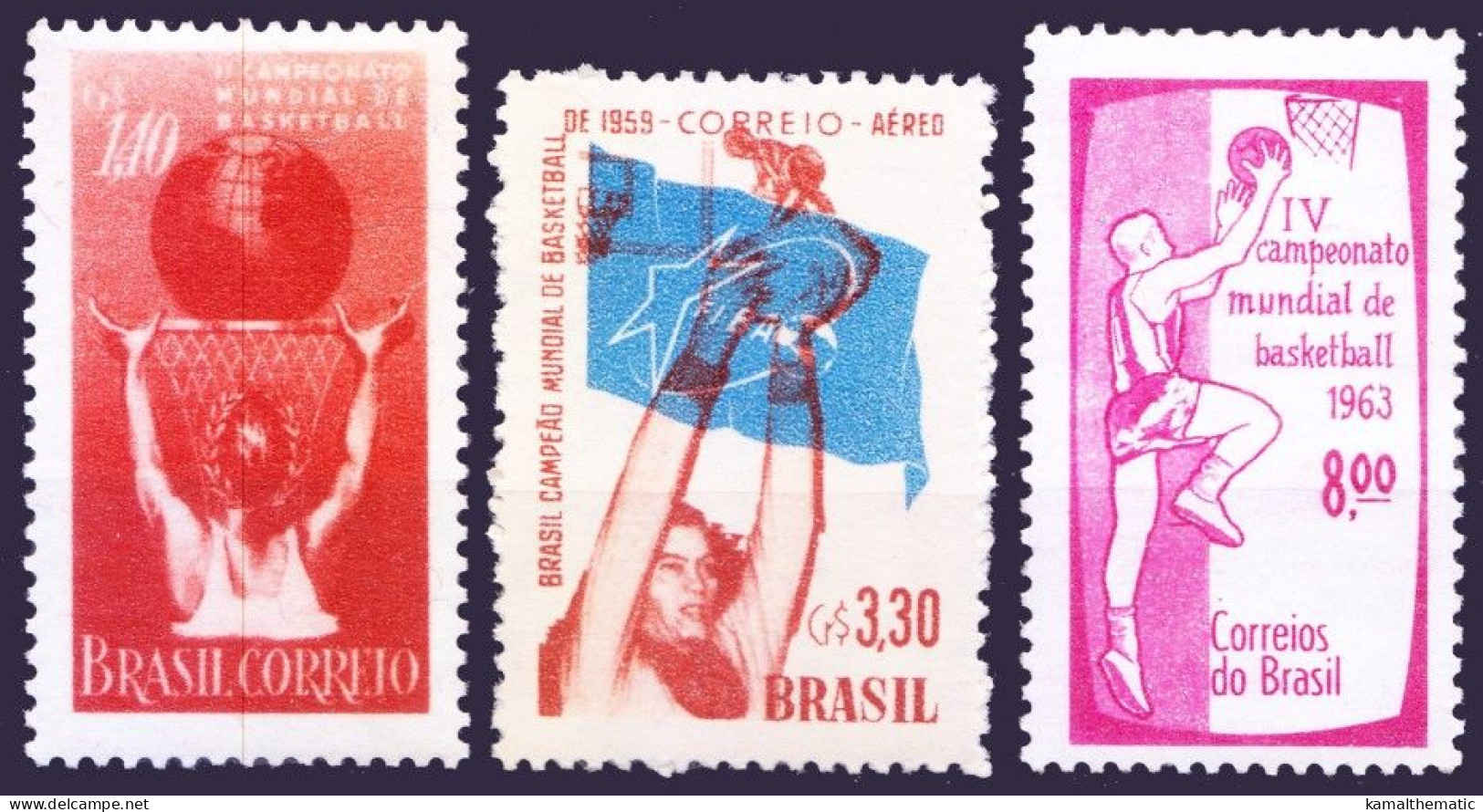 Brazil 1954, 59, 63 MNH, World Basketball Championship - Baloncesto