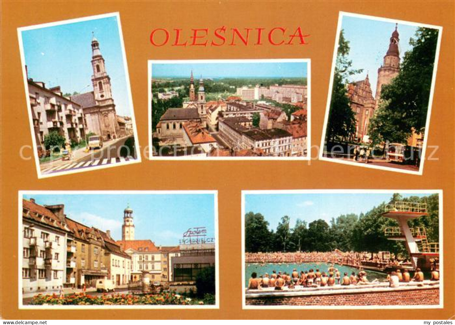 73661123 Olesnica Stadtansichten Kirche Freibad Olesnica - Polen