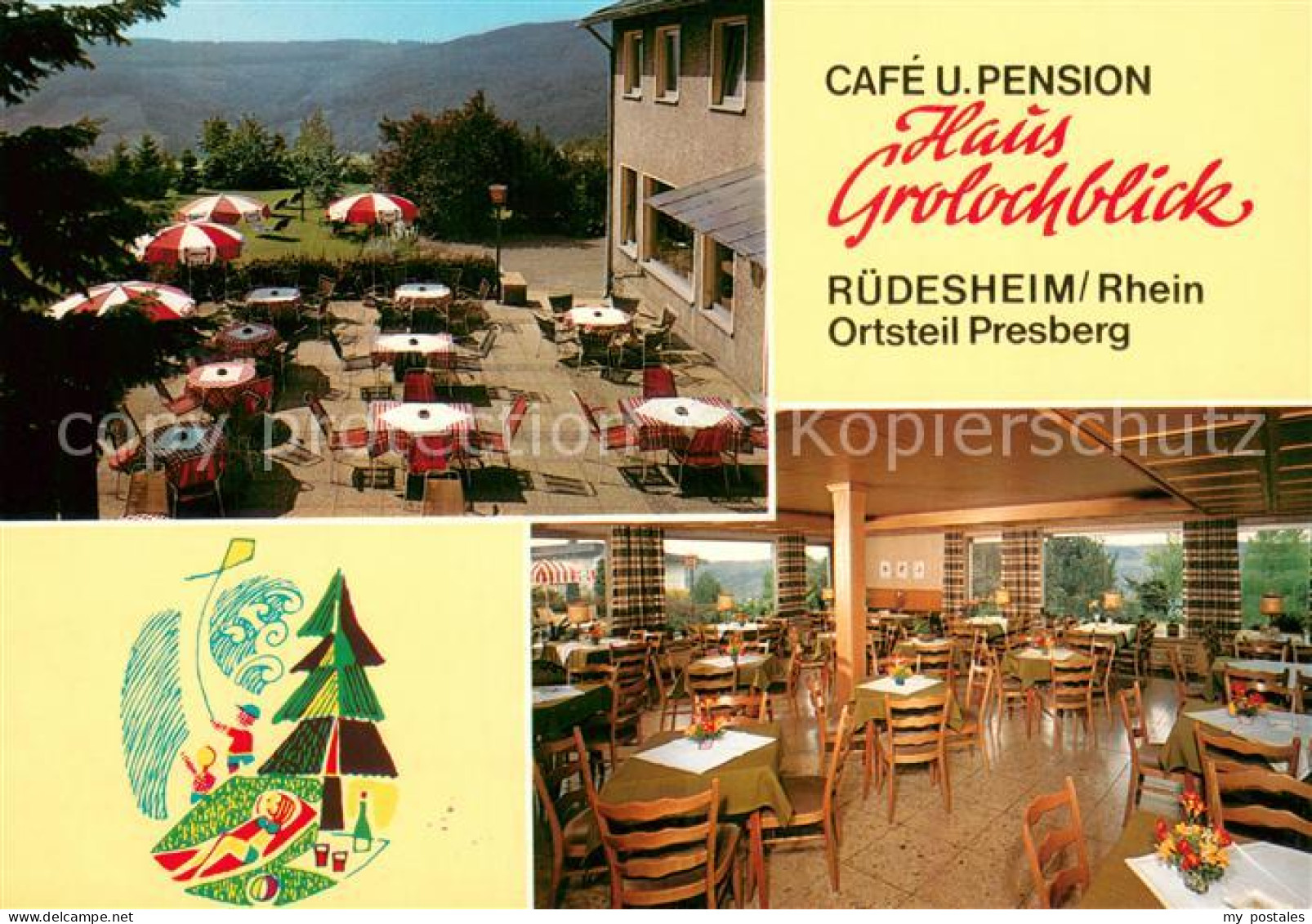 73661068 Presberg Rheingau Cafe Pension Haus Grolochblick Gastraum Terrasse Pres - Rüdesheim A. Rh.