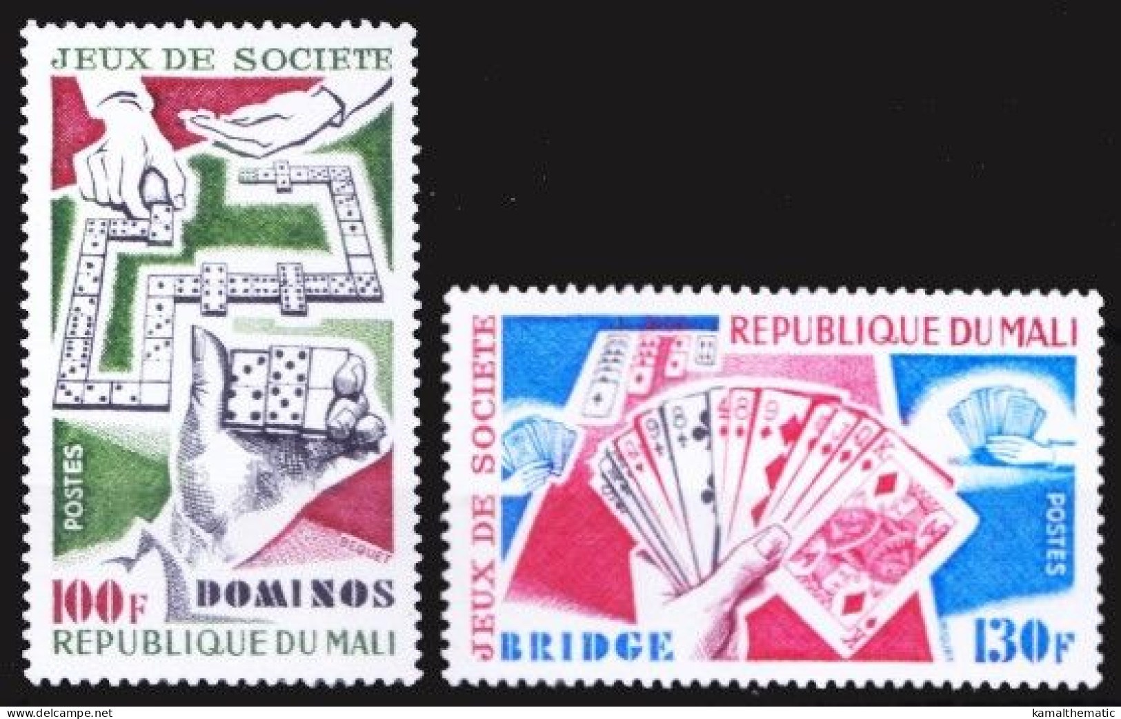 Mali 1978 MNH 2v, Social Games Playing Cards, Bridge Dominos - Ohne Zuordnung
