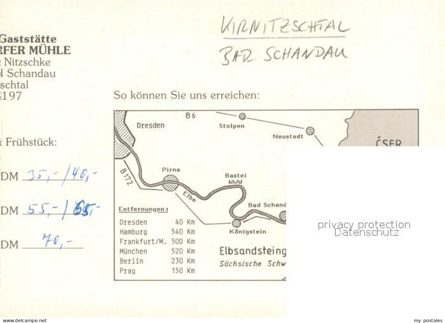 73661012 Kirnitzschtal Bad Schandau Gaststaette Pension Mittelndorfer Muehle Pfa - Bad Schandau