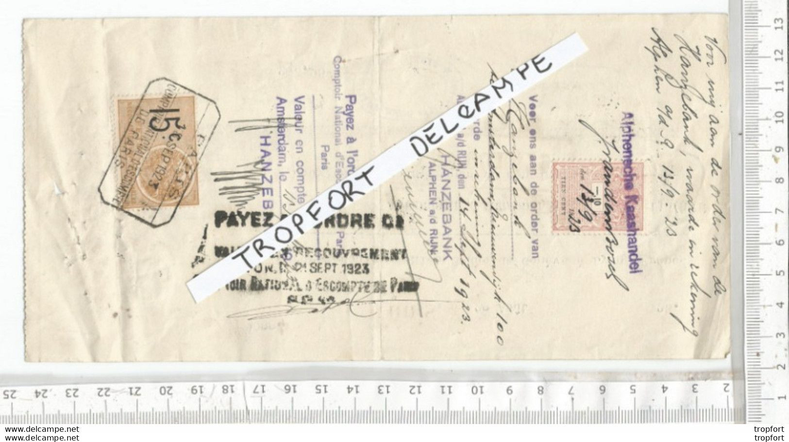 PG / Vintage // FACTURE ANCIENNE 1923  TUNIS Avec Timbre Fiscal Tampon  Tunisie - Other & Unclassified