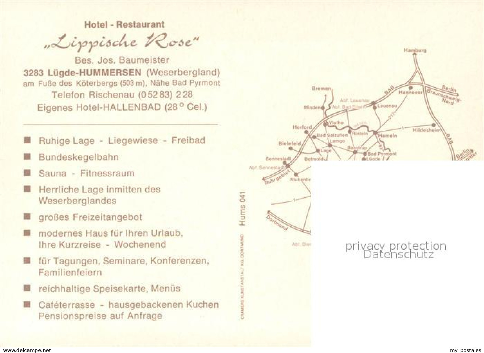 73660975 Hummersen Hotel Restaurant Lippische Rose Hallenbad Hummersen - Autres & Non Classés
