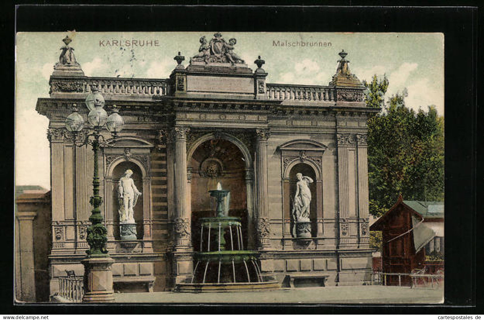 AK Karlsruhe, Malschbrunnen Mit Statuen  - Karlsruhe