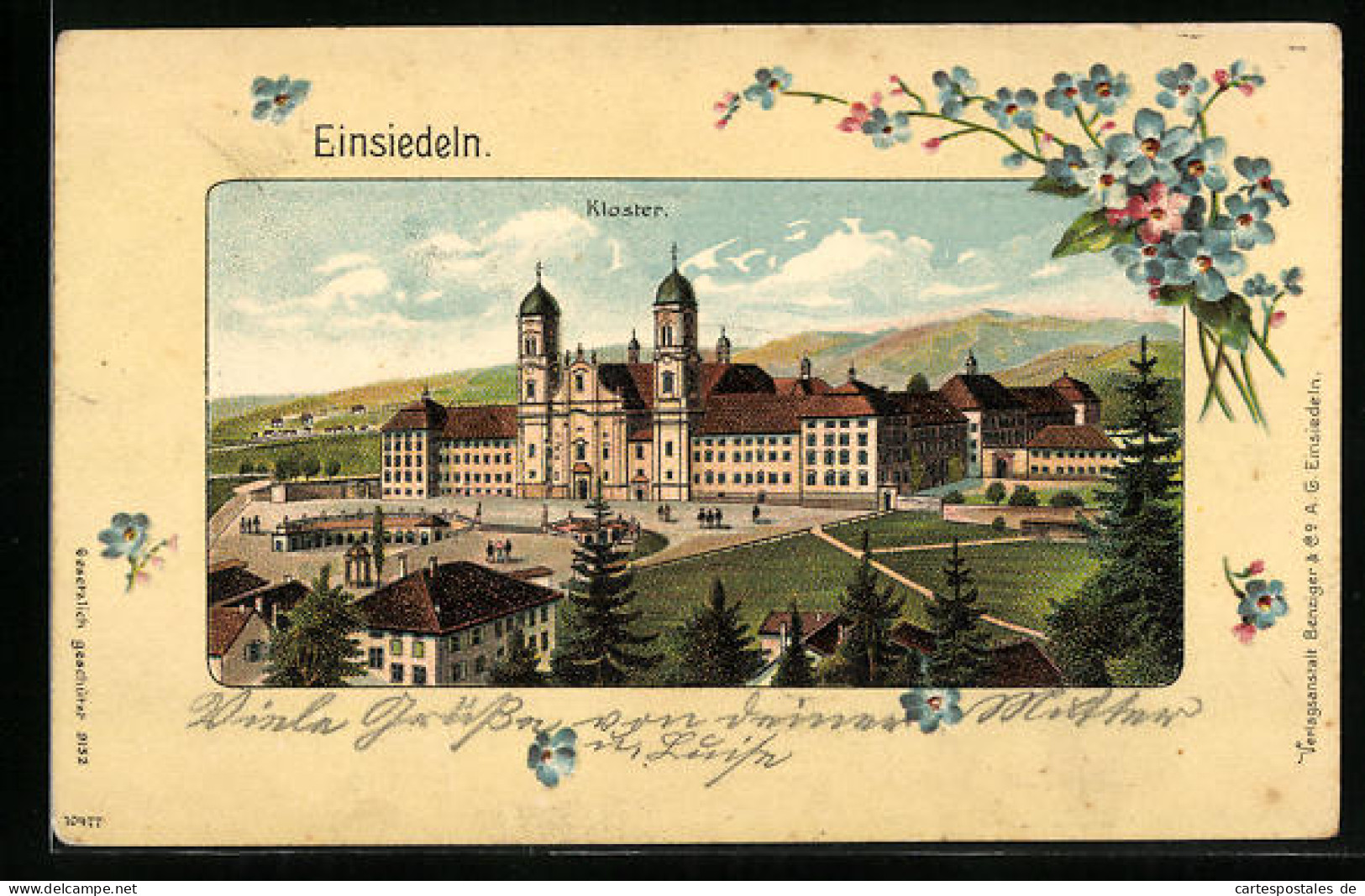 Passepartout-Lithographie Einsiedeln, Ansicht Des Klosters  - Einsiedeln