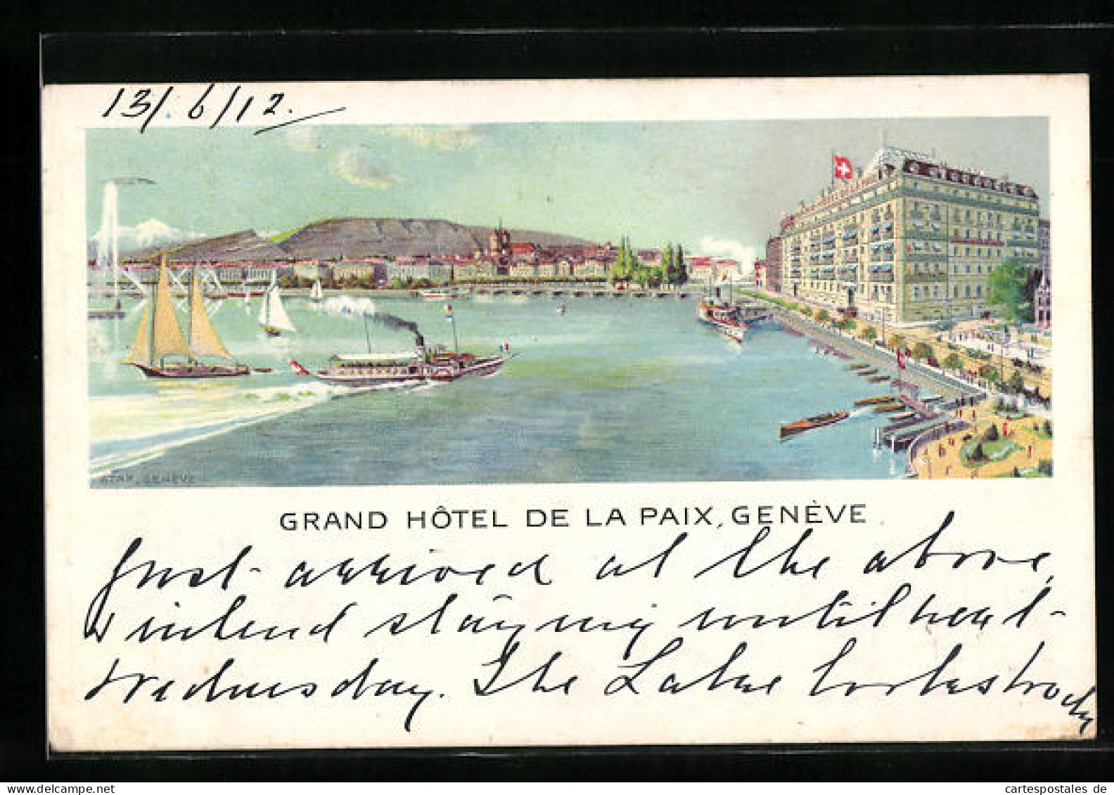 Künstler-AK Geneve, Grand Hotel De La Paix  - Autres & Non Classés