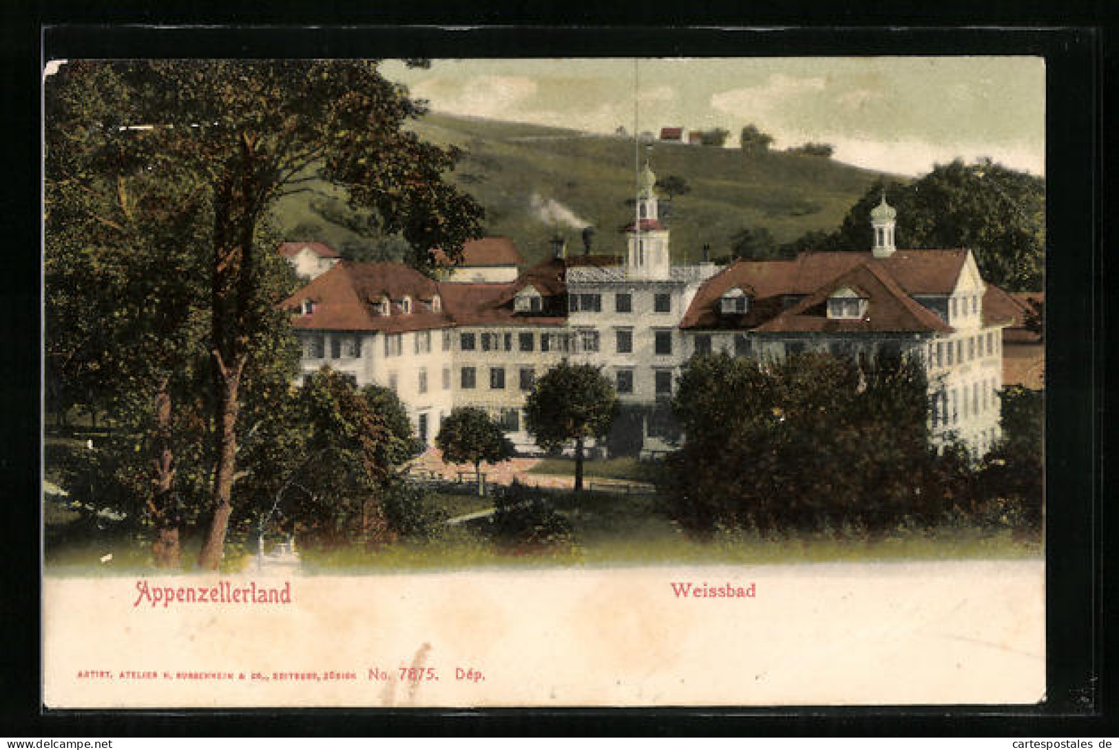 Künstler-AK Weissbad, Ortspartie Mit Weissem Haus  - Weissbad 