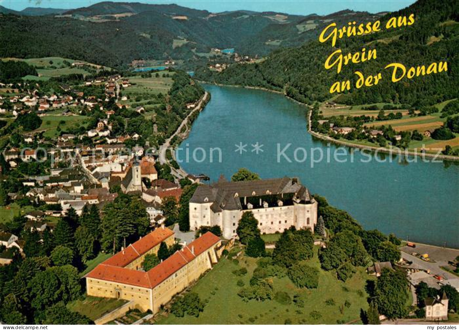 73660825 Grein Donau Oberoesterreich Fliegeraufnahme Mit Schloss Greinburg Grein - Altri & Non Classificati