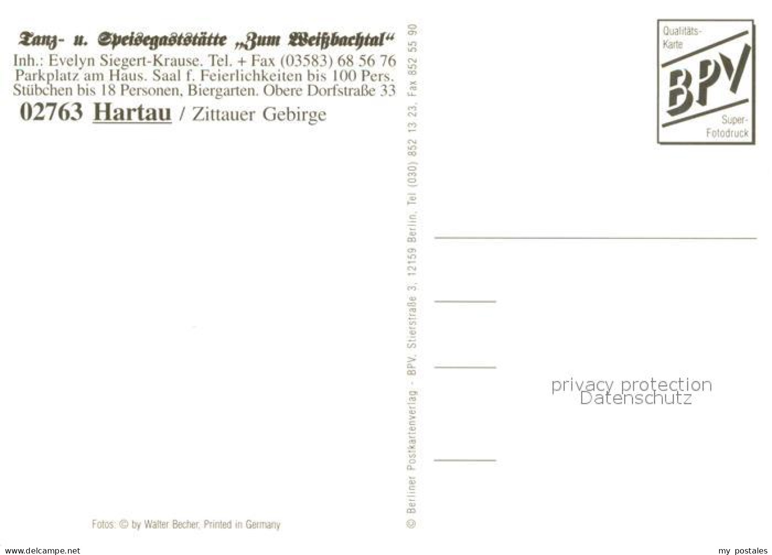 73660603 Hartau Zittau Tanz- Und Speisegaststaette Zum Weissbachtal Zittauer Geb - Zittau