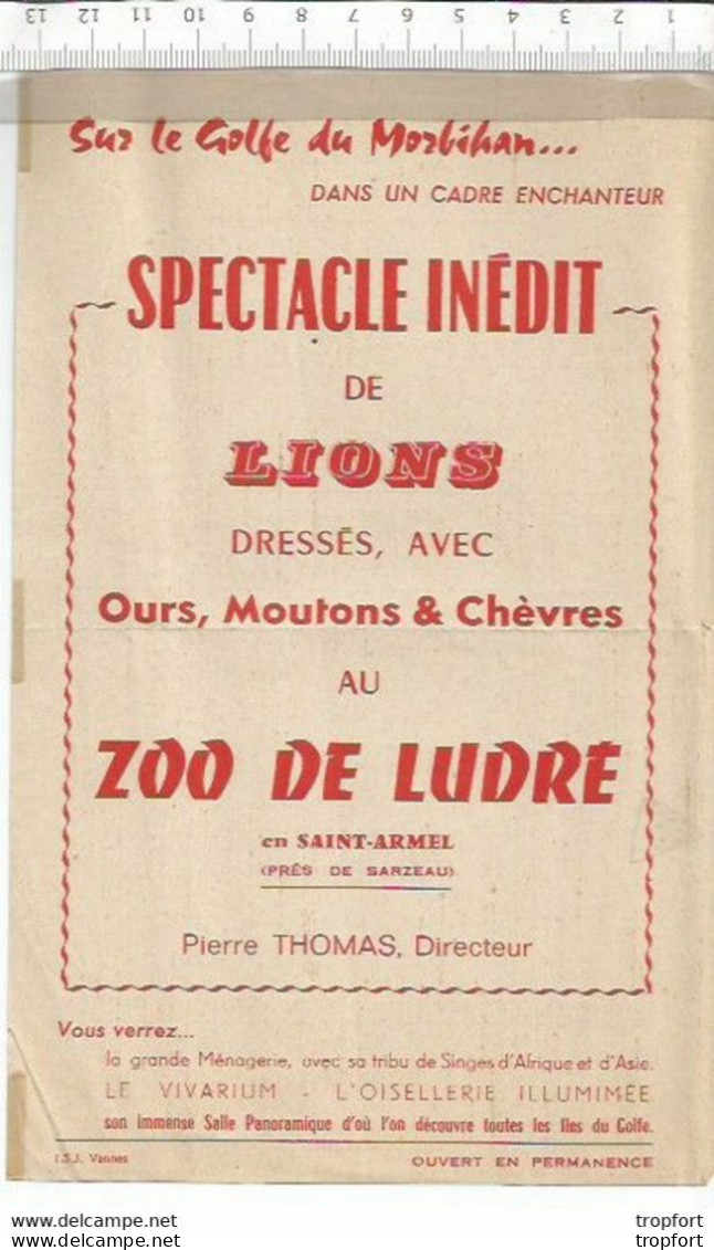 CC // Vintage // Old French Program // Rare Affichette Ancienne ZOO DE LUDRE Saint-ARMEL - Publicités