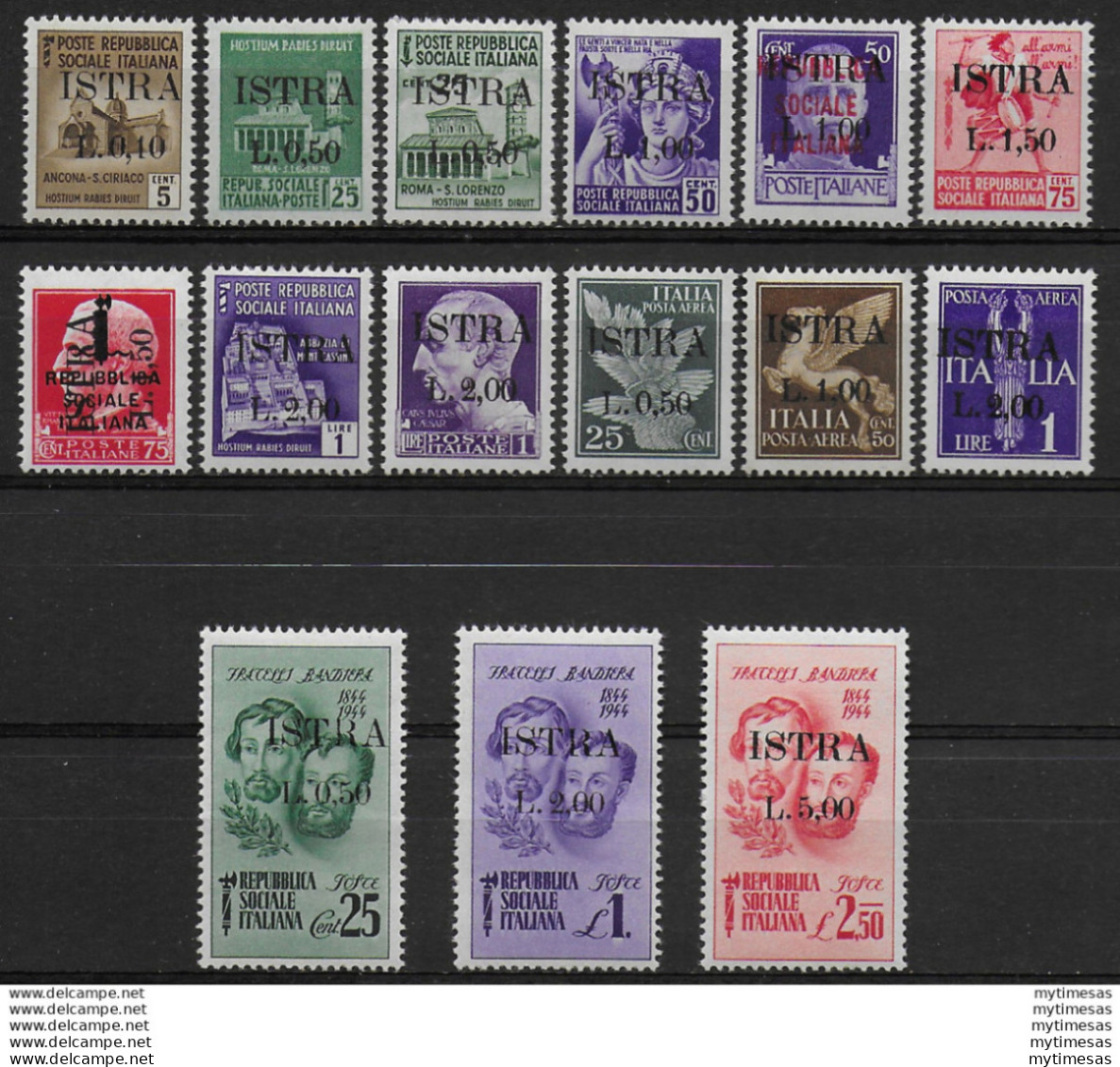 1945 Istria Pola Yugoslavian Occupation 15v. MNH Sassone N. 22/36 - Andere & Zonder Classificatie