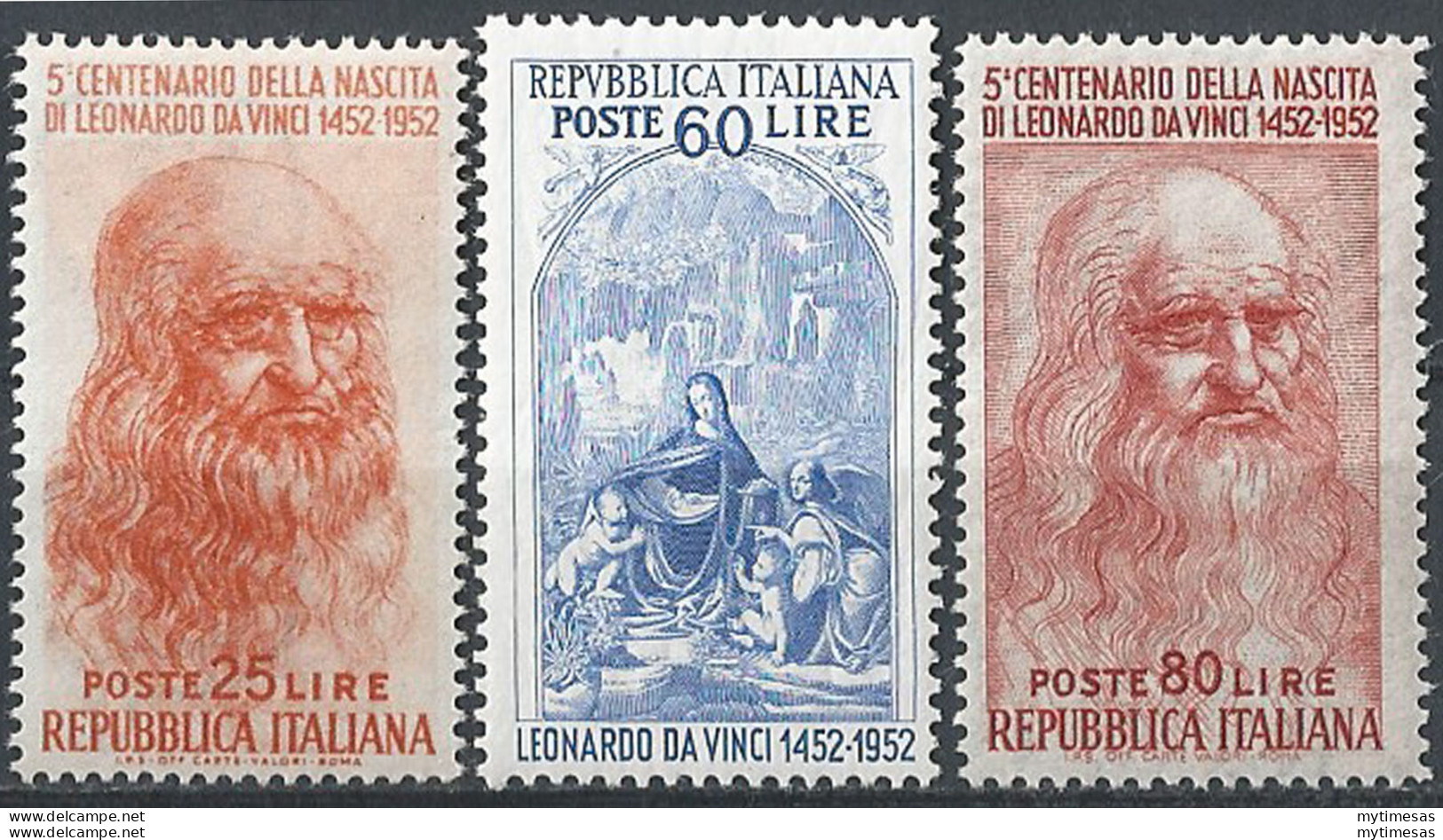 1952 Italia Leonardo Da Vinci MNH Sassone N. 686/88 - 1946-60: Nieuw/plakker