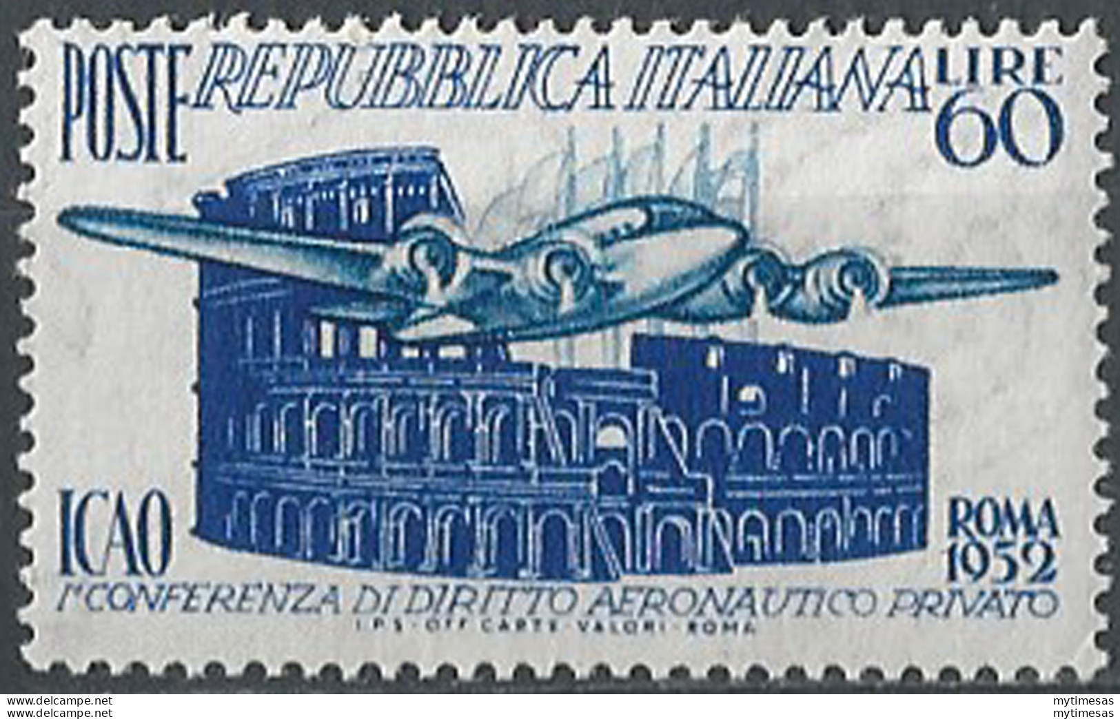 1952 Italia Diritto Aeronautico MNH Sassone N. 697 - 1946-60: Nuovi