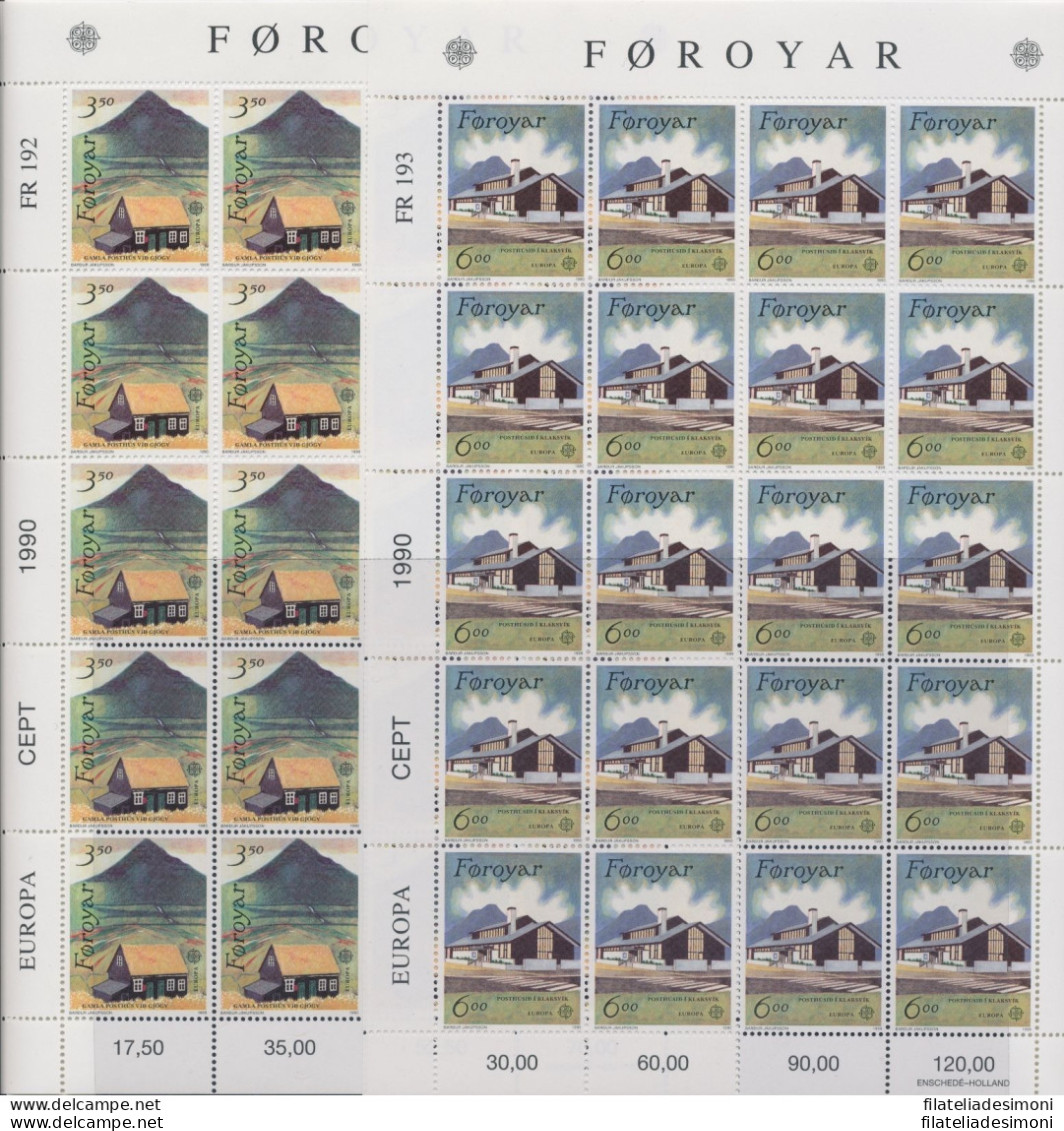 1990 EUROPA CEPT Faeroer Minifogli "Edifici Postali " MNH** - Autres & Non Classés