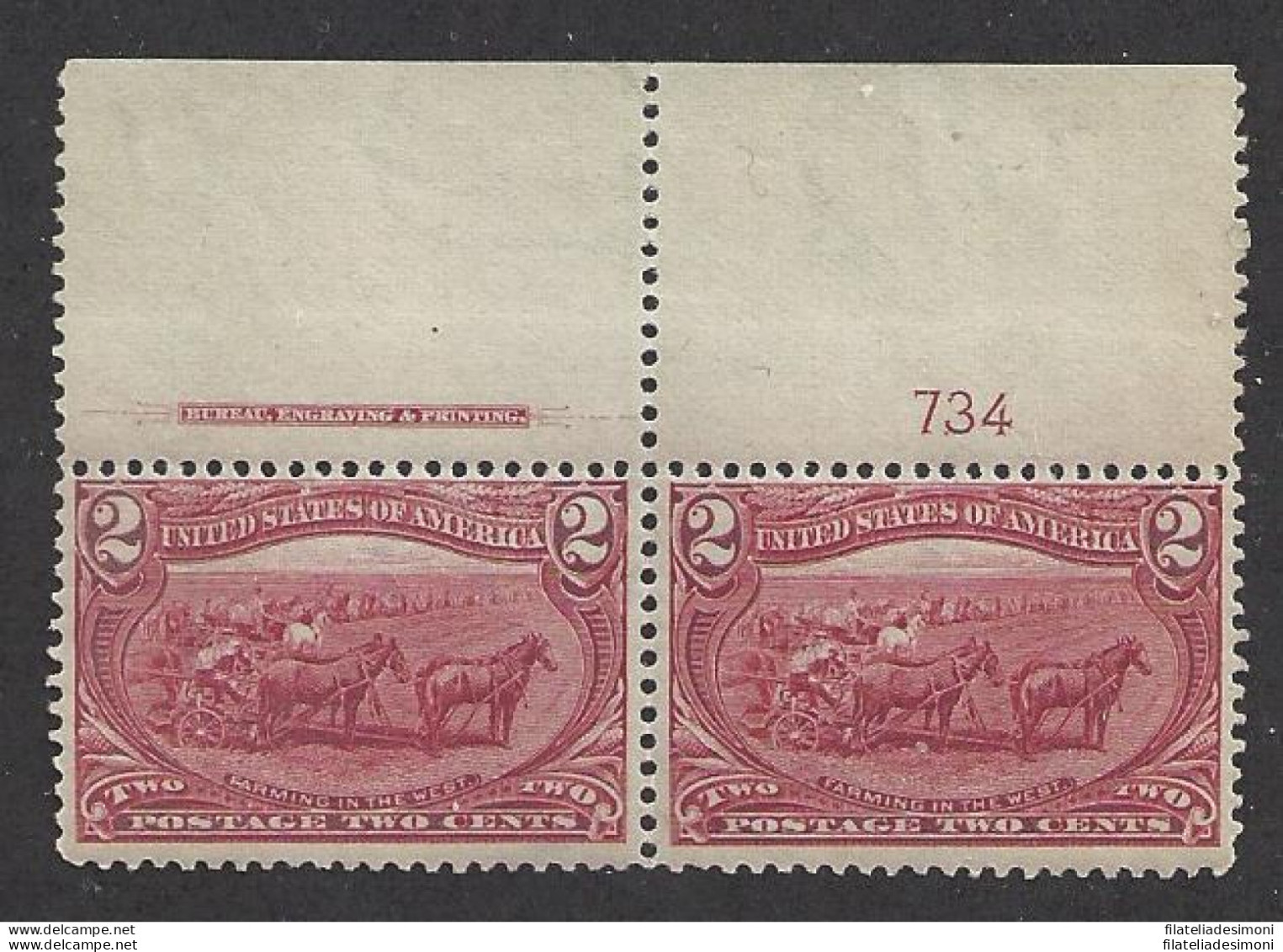 1898 Stati Uniti, N° 150  2 C. Bruno-carminio   MNH/**  COPPIA - Sonstige & Ohne Zuordnung
