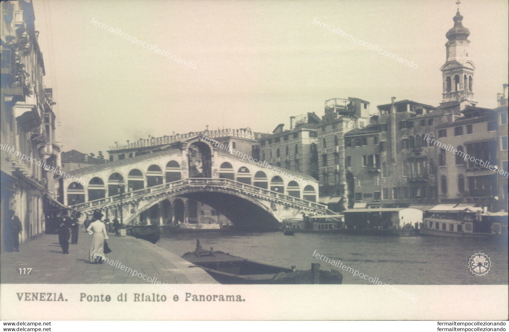 Ad676 Cartolina Fotografica  Venezia Citta' Ponte Di Rialto E Panorama N.p.g - Venezia (Venice)