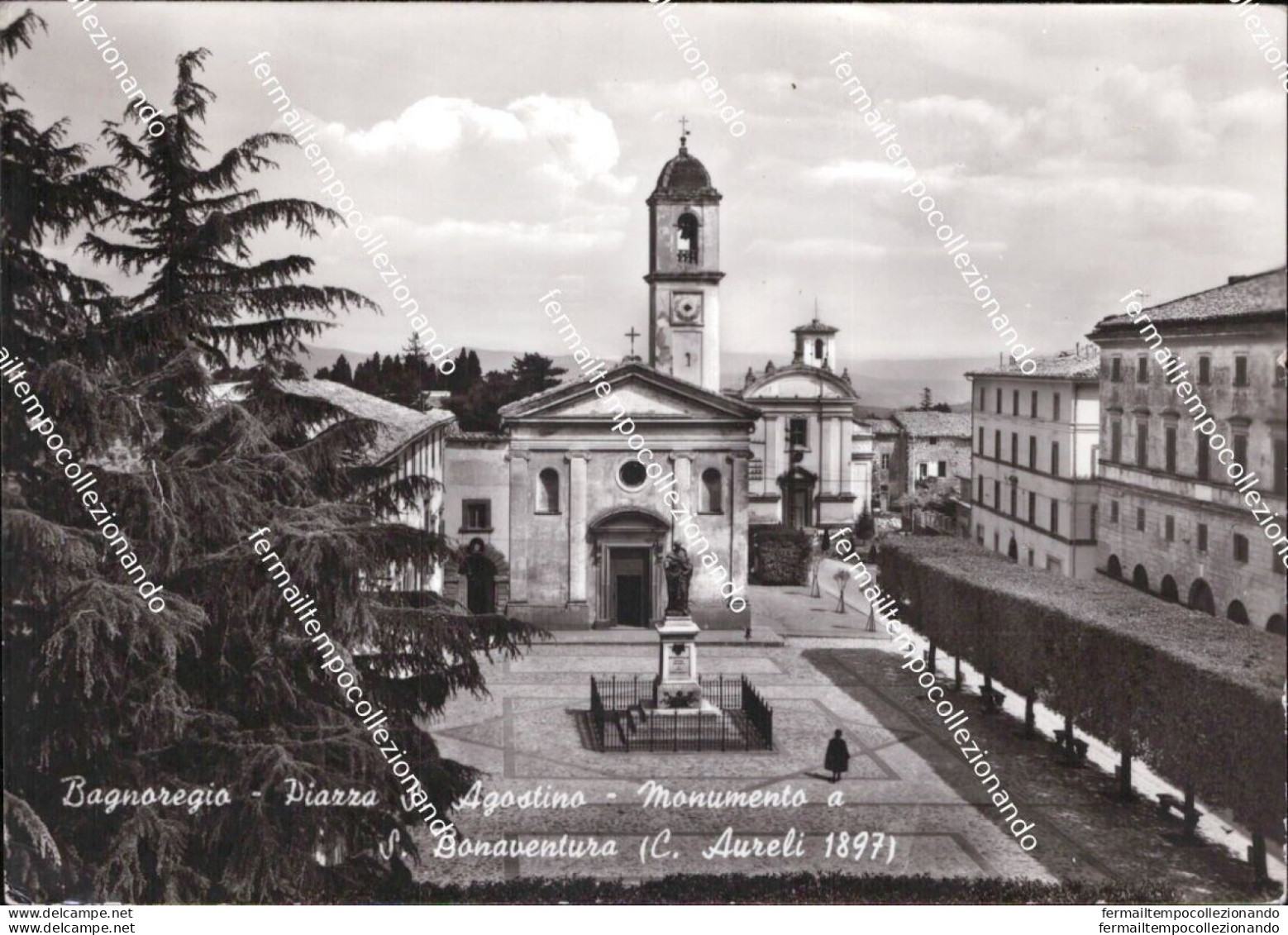 Bs755 Cartolina Bagnoregio Piazza S.agostino Monumento A S.bonaventura Viterbo - Viterbo