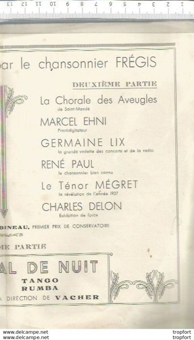 CC // Vintage // Old French Program // Rare Feuillet PROGRAMME Bal HALLES Numéroté Exhibition Boxe / Prestidigitateur - Programma's