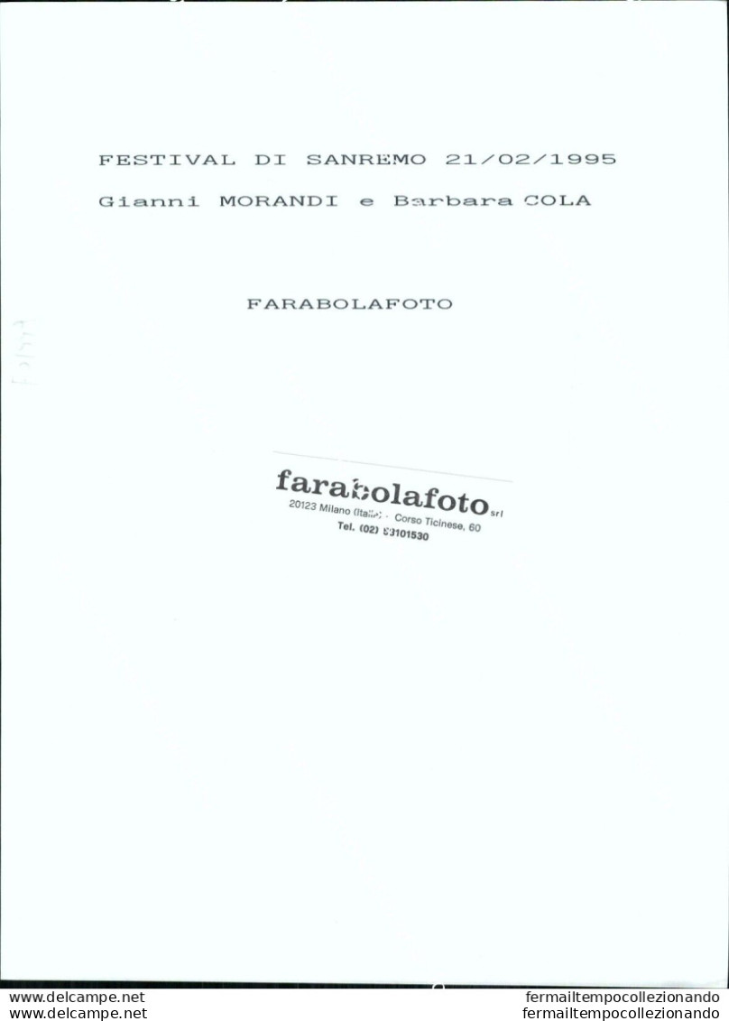 Fo1449 Foto Originale Festival Di Sanremo Gianno Morandi E Barbara Cola - Autres & Non Classés