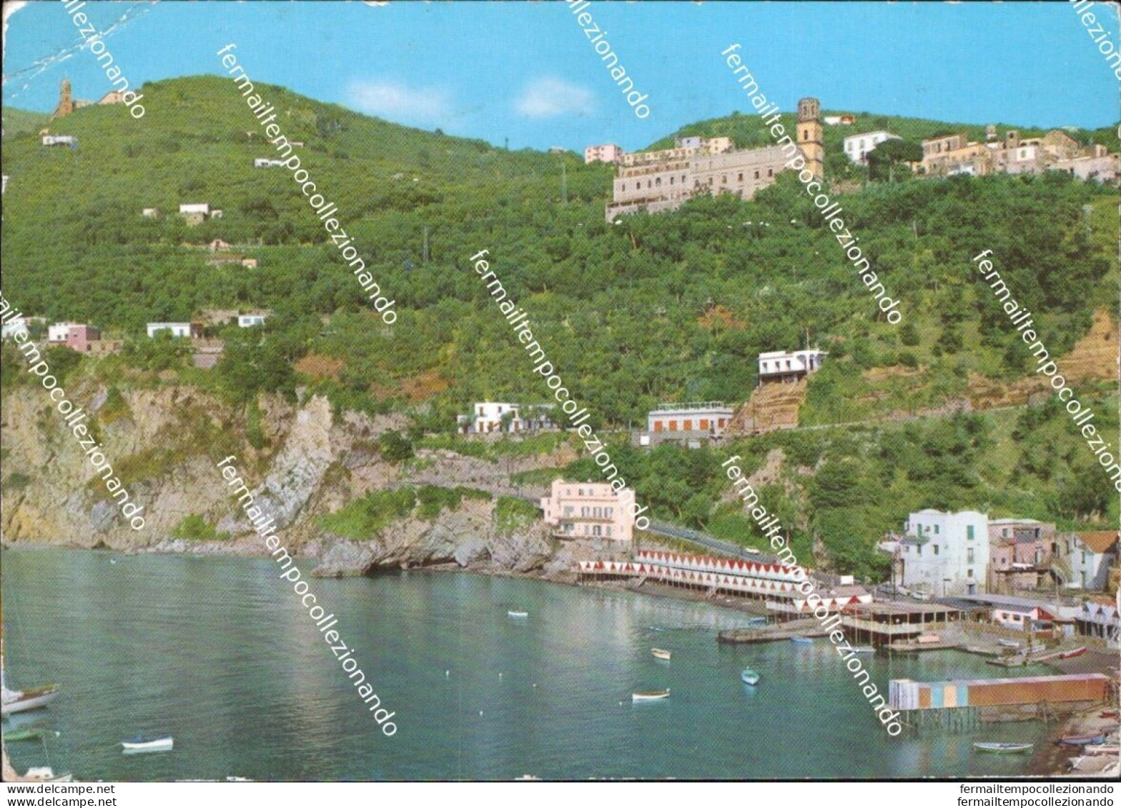 Bs768 Cartolina Vico Equense Spiaggia Con Collegio S.angelo  Napoli Campania - Napoli