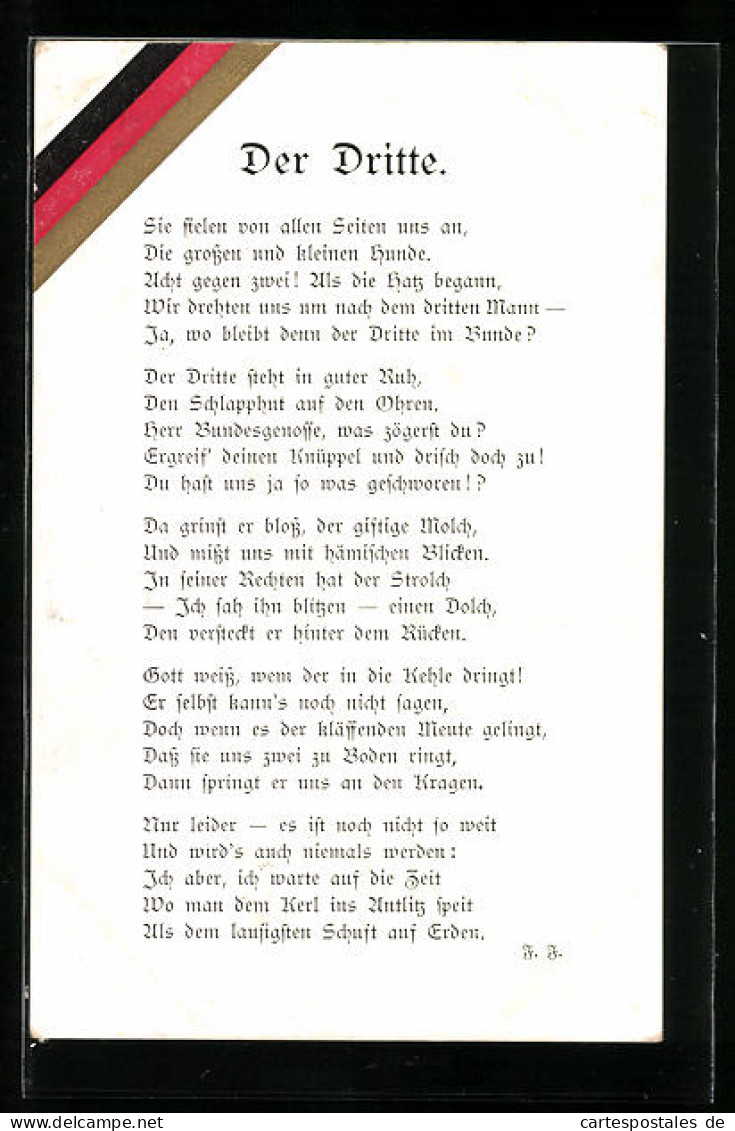 AK Der Dritte, Antiitalienisches Gedicht  - Sonstige & Ohne Zuordnung