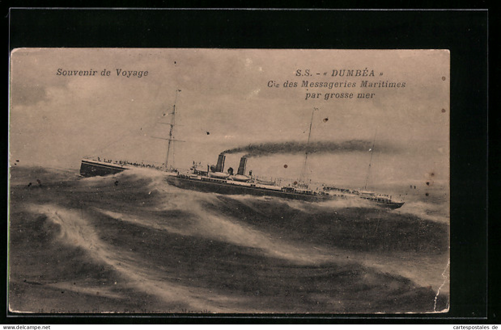 AK Passagierschiff SS Dumbéa Bei Stürmischer See  - Steamers