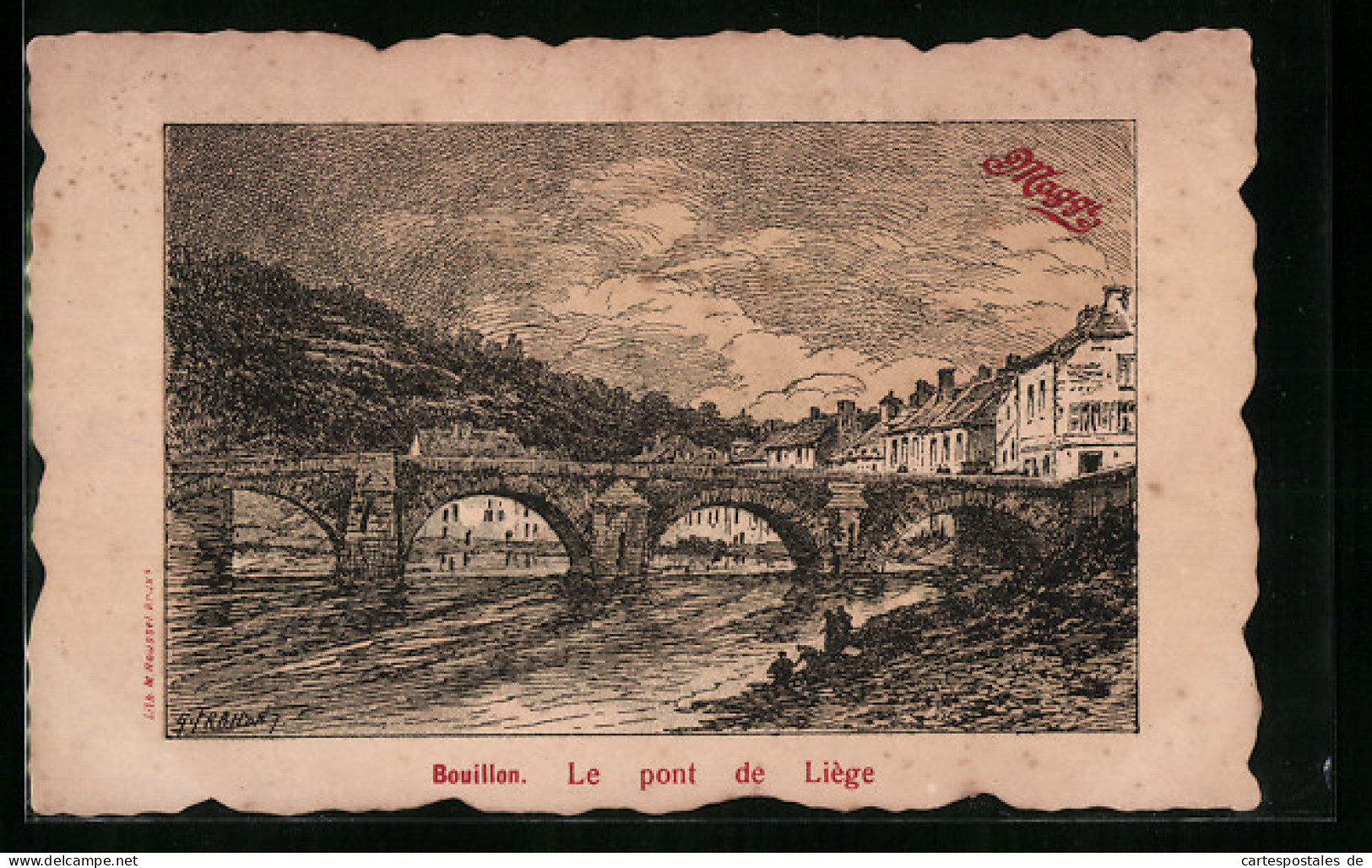 Künstler-AK Bouillon, Le Pont De Liege  - Bouillon
