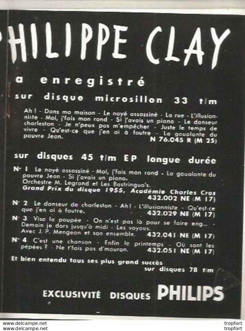 CC // Vintage // Old french music hall Program / Programme théâtre OLYMPIA Philippe CLAY // Deniaud Lavalette