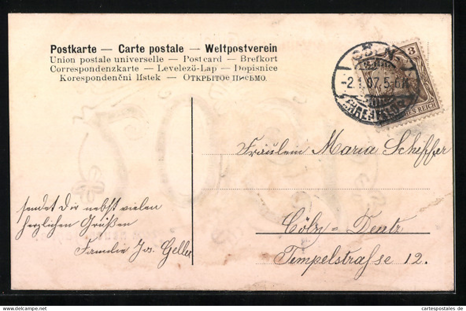 AK Jahreszahl 1907 Mit Kleeblättern  - Sonstige & Ohne Zuordnung