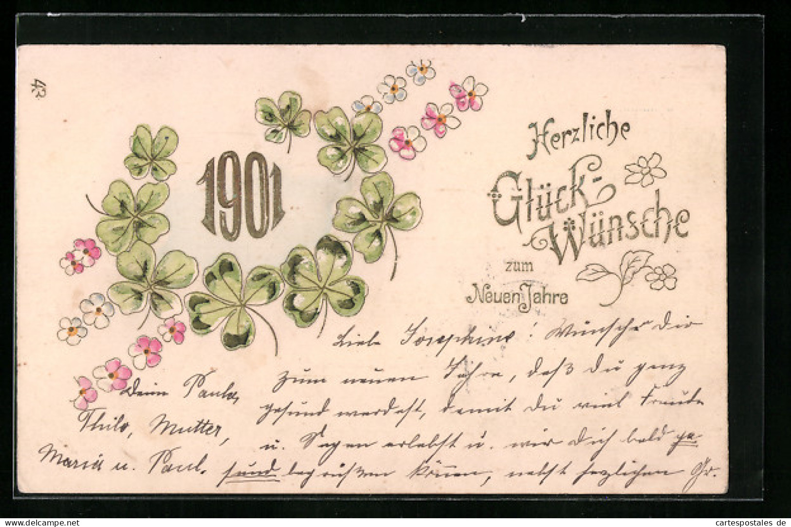 AK Jahreszahl 1901 Mit Kleeblättern  - Sonstige & Ohne Zuordnung