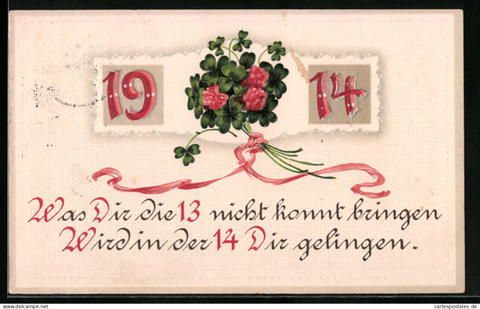AK Jahreszahl 1914 Mit Kleeblättern  - Sonstige & Ohne Zuordnung