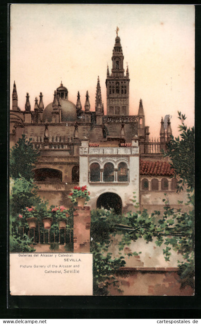 Postal Sevilla, Galerias Del Alcazar Y Catedral  - Sevilla (Siviglia)