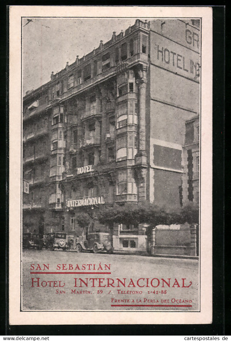 Postal San Sebastian, Hotel Internacional, San Martin 59  - Guipúzcoa (San Sebastián)
