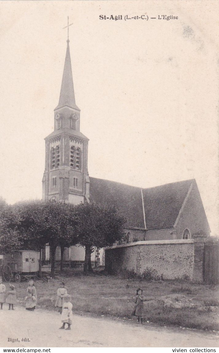 Saint Agil (41 Loir Et Cher) L'église - Roulotte - édit. Bigot - Autres & Non Classés