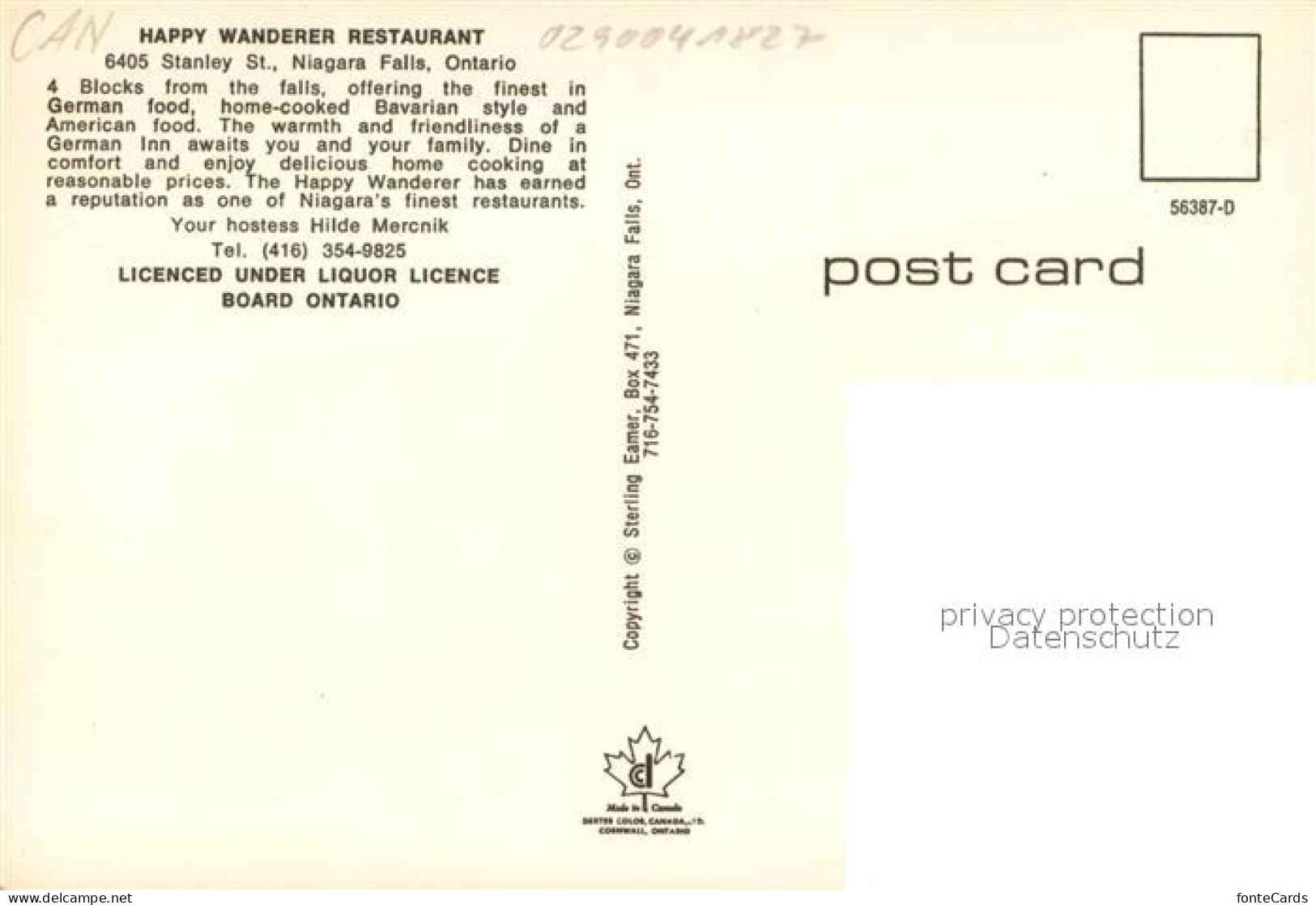 73668124 Niagara Falls Ontario Stanley Street Happy Wanderer Restaurant Niagara  - Non Classés