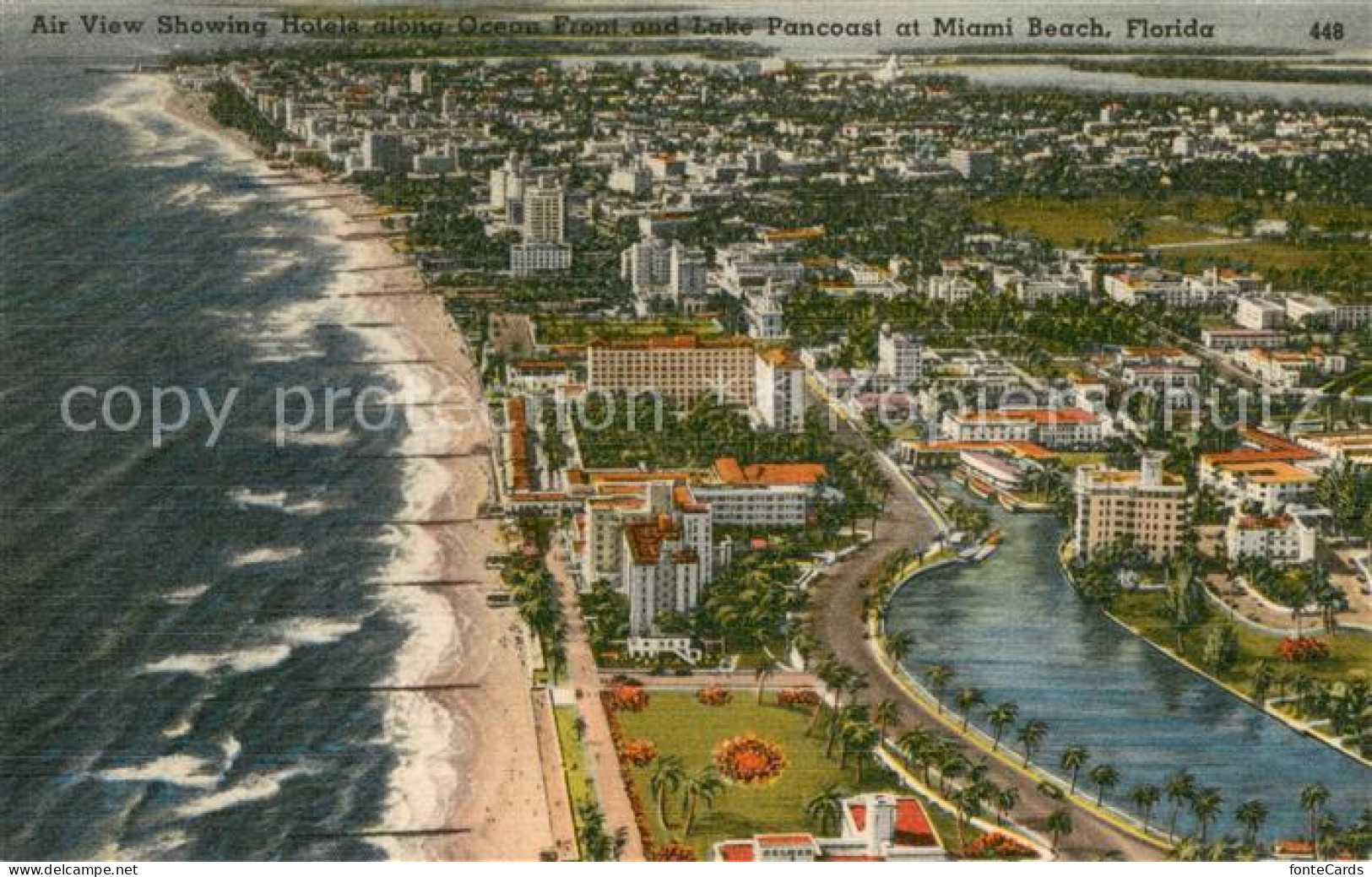 73667377 Miami_Beach Air View Showing Hotel Along Ocean Front And Lake Pancoast - Otros & Sin Clasificación